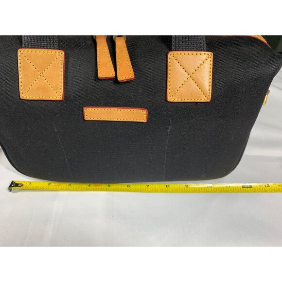 Dooney & Bourke Black Signature Canvas Leather Trim Satchel Bag detachable Strap - Picture 5 of 16